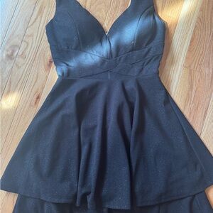 Emerald Sundae Black Glitter Mini Dress